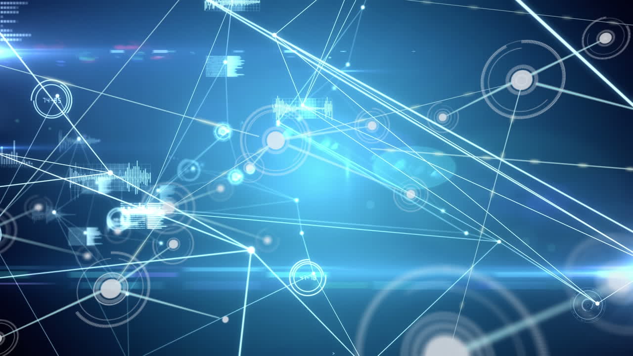 블랙 배경에 연결 네트워크와 데이터 처리의 애니메이션