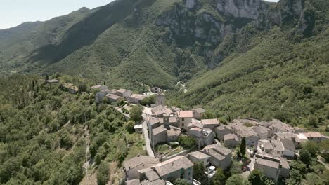 Drone-footage-over-"Pierosara"-a-little-town-at-the-beautiful-"Gola-della-Rossa"---Frasassi-Caves-Marche---Italy