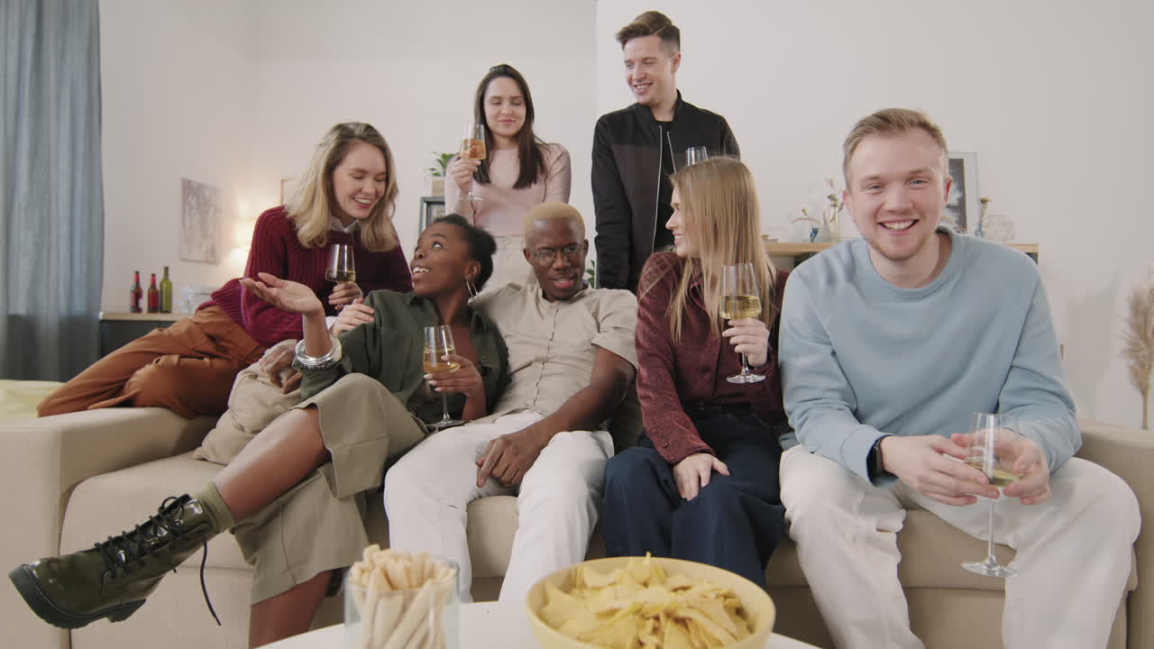 Happy Friends Talking to Someone on Video Call