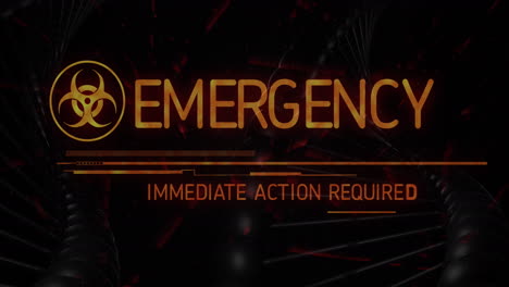 animación del texto de emergencia sobre la cadena de adn