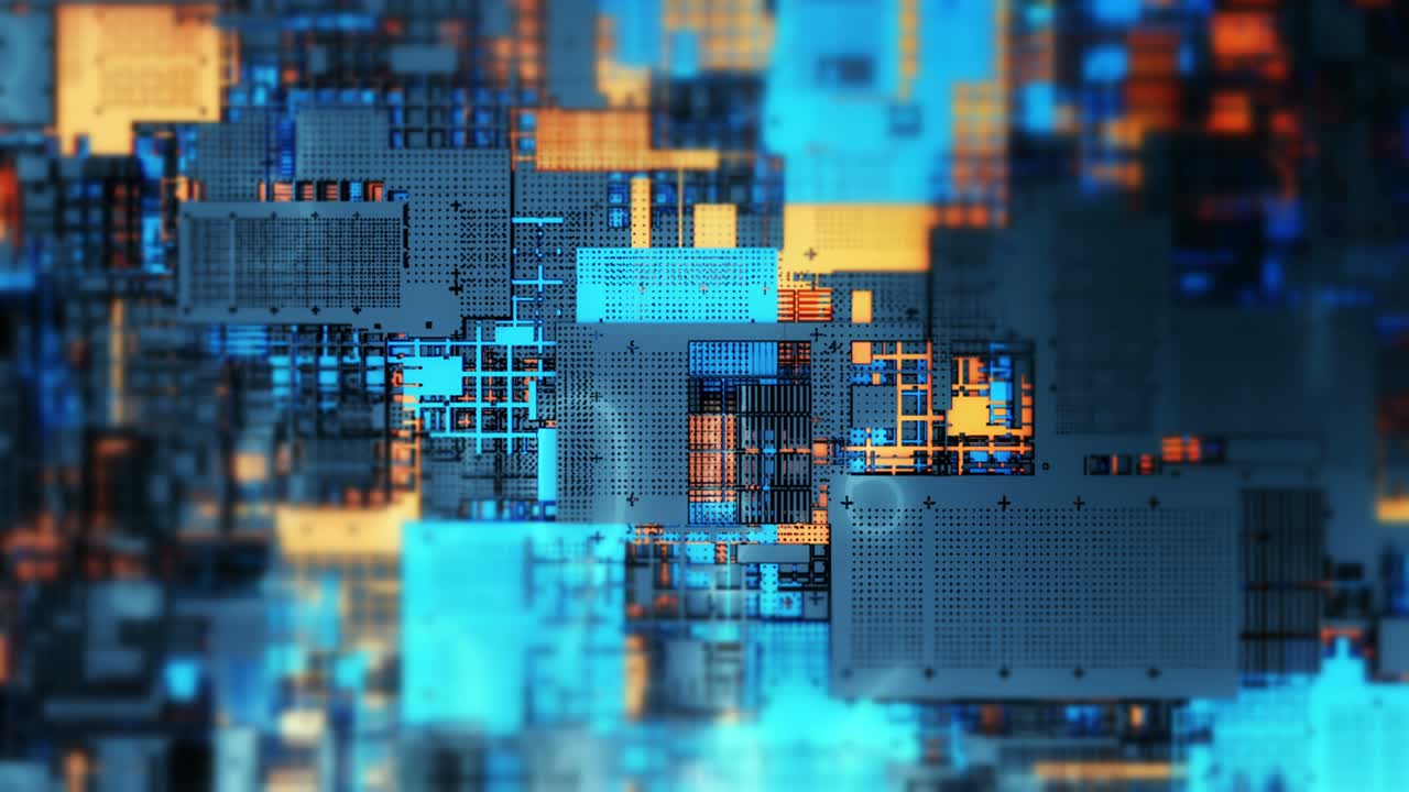 Futuristic visualization big data security digital numbers crypto process. Data stream abstract geometric technology background. Video 3D animation seamless loop.