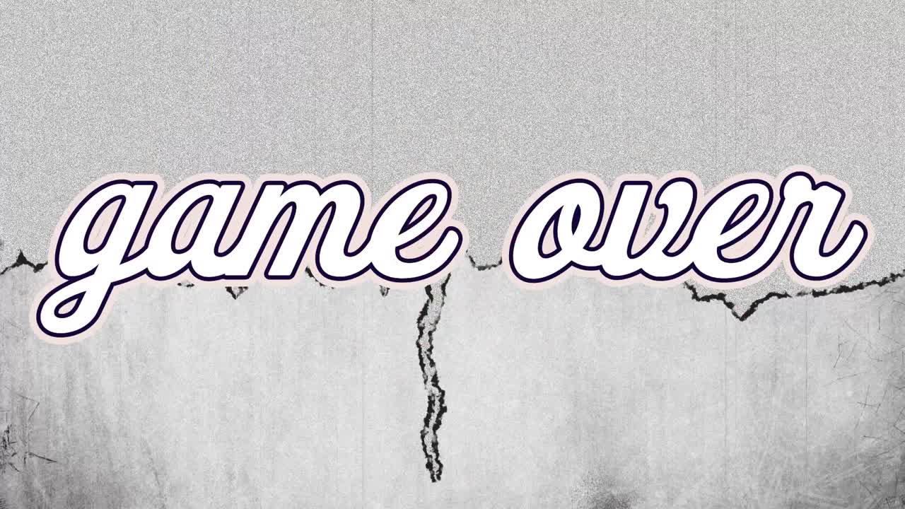 회색 배경의 간섭에 대한 빨간 모양의 텍스트 위의 게임의 애니메이션