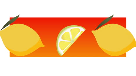 animación de limón repetido sobre formas en fondo blanco