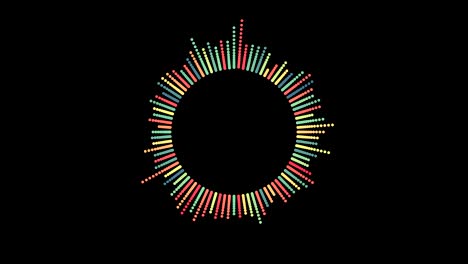 cirkelvormige interface hud design, infografische elementen zoals muziek equalizer, geluidsgolven of geluidsfrequentie in lijnen. tech en wetenschap, analyse thema.