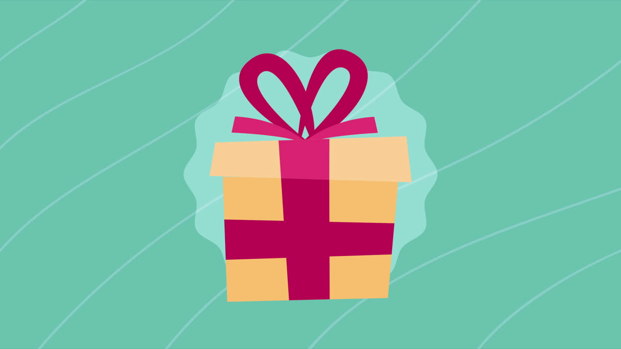 빨간 리본 애니메이션으로 선물 상자 선물