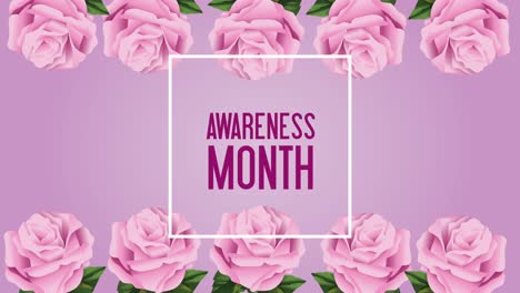 animación de letras con rosas rosas para el mes de concienciación