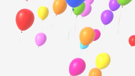 los globos de celebración vuelan sobre un fondo blanco