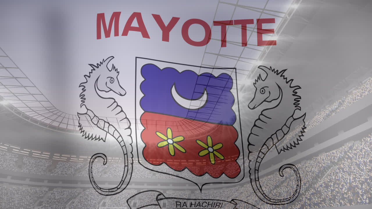 Animazione della bandiera di Mayotte su uno stadio sportivo