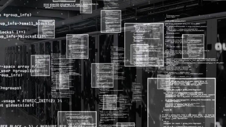 Animation of data processing over server room