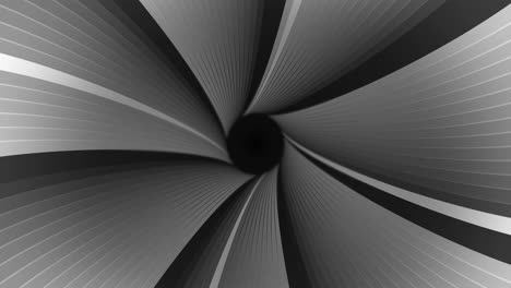 animation of grey and white stripes spinning over black background