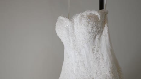 closeup of wonderful strapless wedding dress, glamorous, the wedding will be perfect