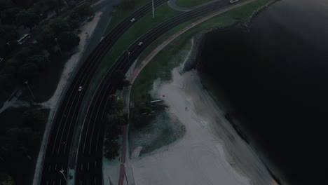 Quiet-Highway-At-Botafogo-Beachfront,-Guanabara-Bay-During-Coronavirus-Lockdown