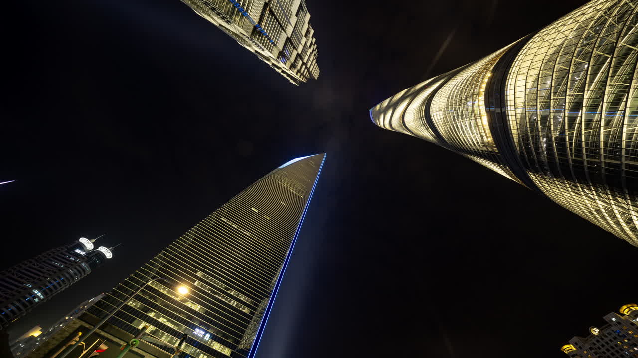 Timelapse of the Shanghai city skyline from a high vantage point at night