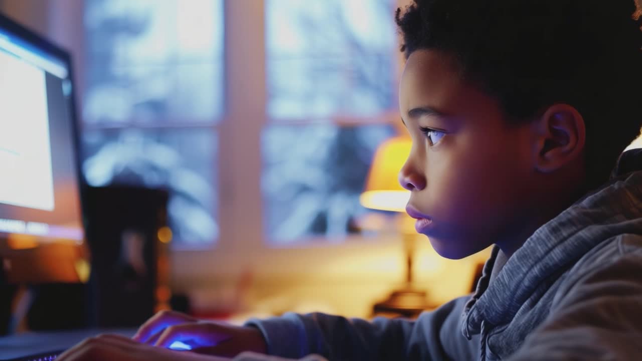 Dreng bruger computer