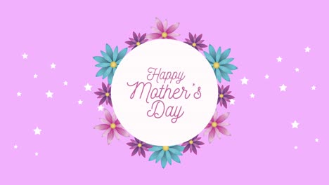 feliz día de la madre con letras con flores alrededor