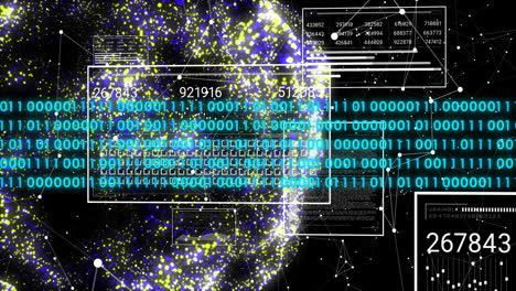 animación de codificación binaria de procesamiento de datos digitales sobre malla flotante sobre fondo negro