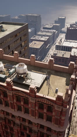 aerial view of a cityscape with skyscrapers