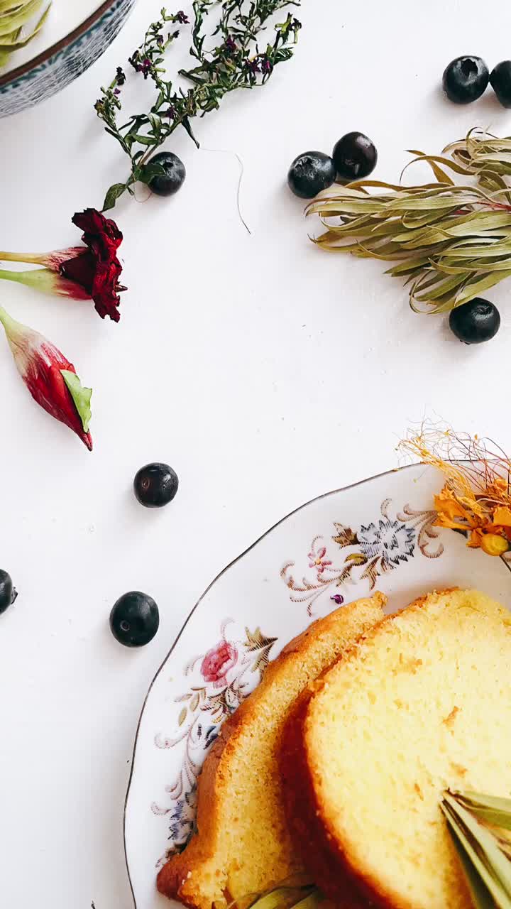 Elegant Dessert Arrangement with Cake and Berries