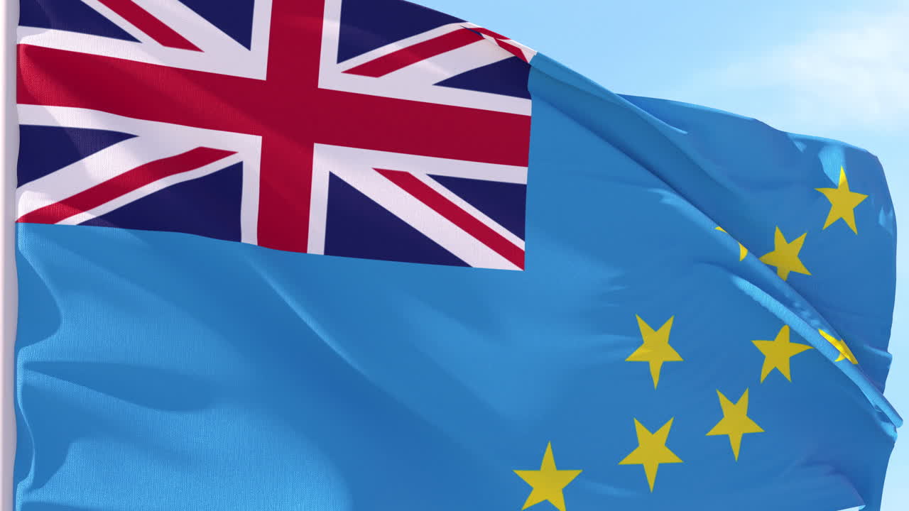 National Flag of Tuvalu Waving in the Wind