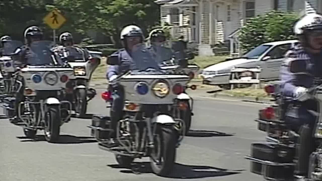 1980s POLICE MOTORCYCLE BIKE FUNERAL PROCESSION