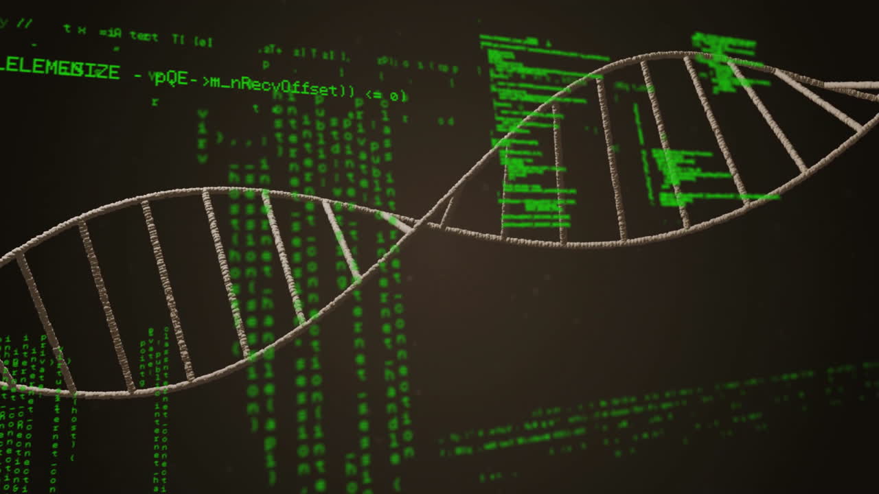 dna 가닥에 대한 데이터 처리의 애니메이션