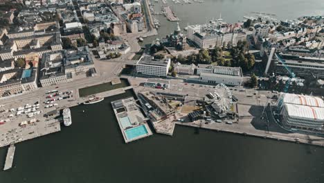 aerial, drone, helsinki market square, ferris wheel, swimming pool, uspenski cathedral