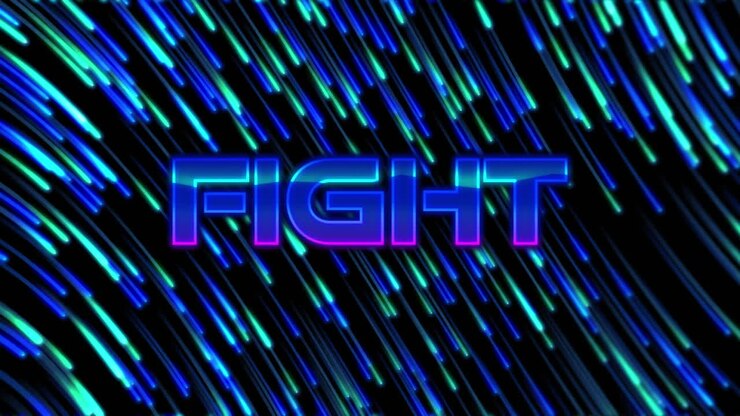 Fight text against light trails on black background