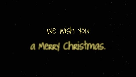 a clean relaxing starry night background animation, twinkling stars, with a text appearing : we wish you a merry christmas