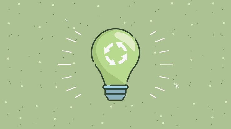 eco friendly animation with recycle arrows in bulb