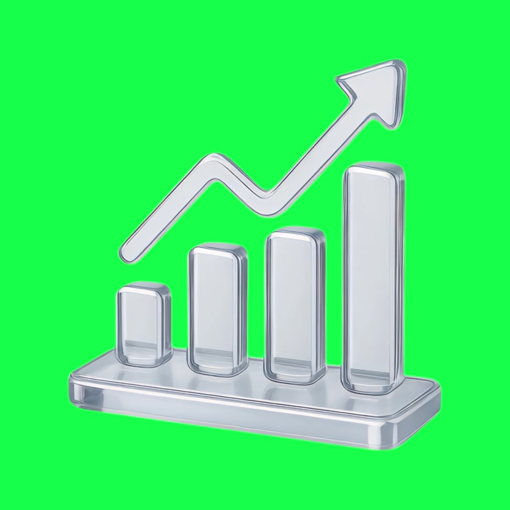 Animated 3D Bar Chart and Line Graph Showing Growth on Green Screen