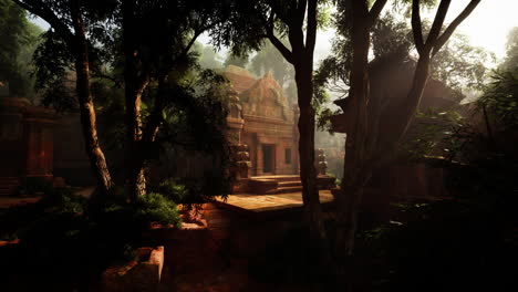 ruinas de templos antiguos en una selva exuberante