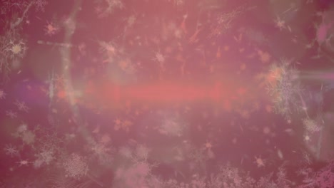 Animation-Von-Schnee,-Der-über-Den-Hintergrund-Fällt,-Mit-Bokeh-Und-Rotfilter