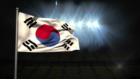 Korea-republic-national-flag-waving-on-flagpole