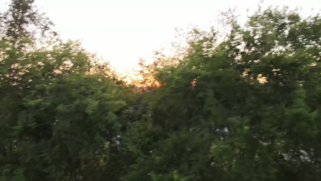 beautiful suburban sunset  drone descending pan shot