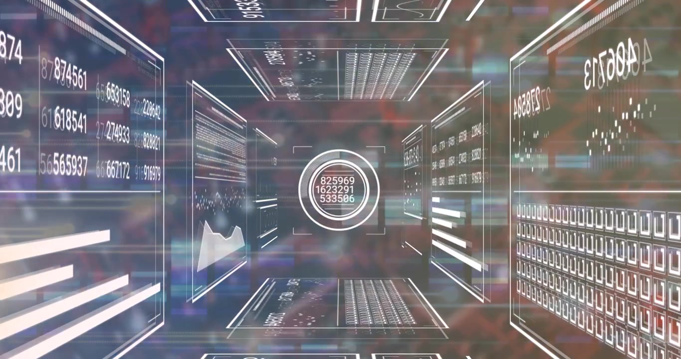 Video illustrates a digital interface and data processing concept with circuit visuals.