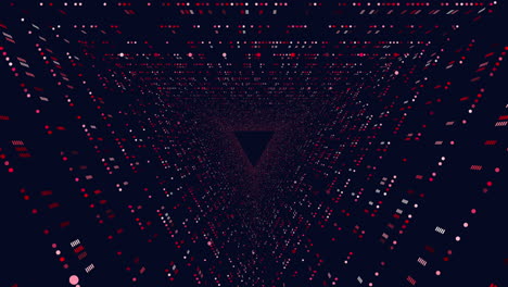 futuristic neon triangles with dots and lines in spiral in dark galaxy