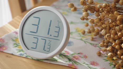 digital thermometer and hygrometer displaying indoor climate