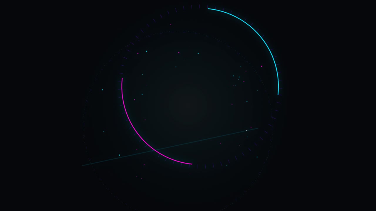 Interfaccia HUD Digitale Astratta con Elementi Geometrici Rotanti