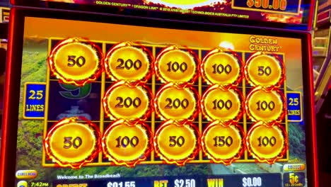 slot machine reels spinning with various coin values