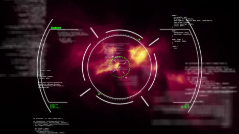 animación del escaneo del alcance y el procesamiento de datos sobre puntos de luz