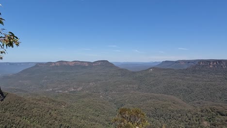 pan left clip of the blue mountains and the valley below from secnic lookout