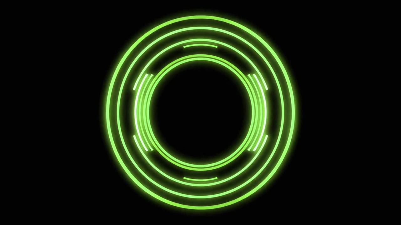 Abstract Green Neon Circular Loading Animation on Black Background