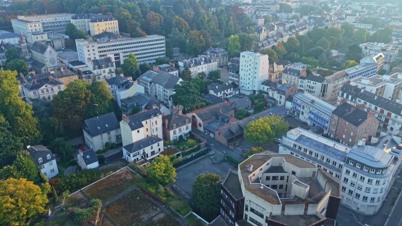 Central Quartier Thabor district in Rennes, France, showcasing Église Évangélique du Thabor Evangelical Church surrounded by the dense low-rise residential and administrative architecture in Rennes