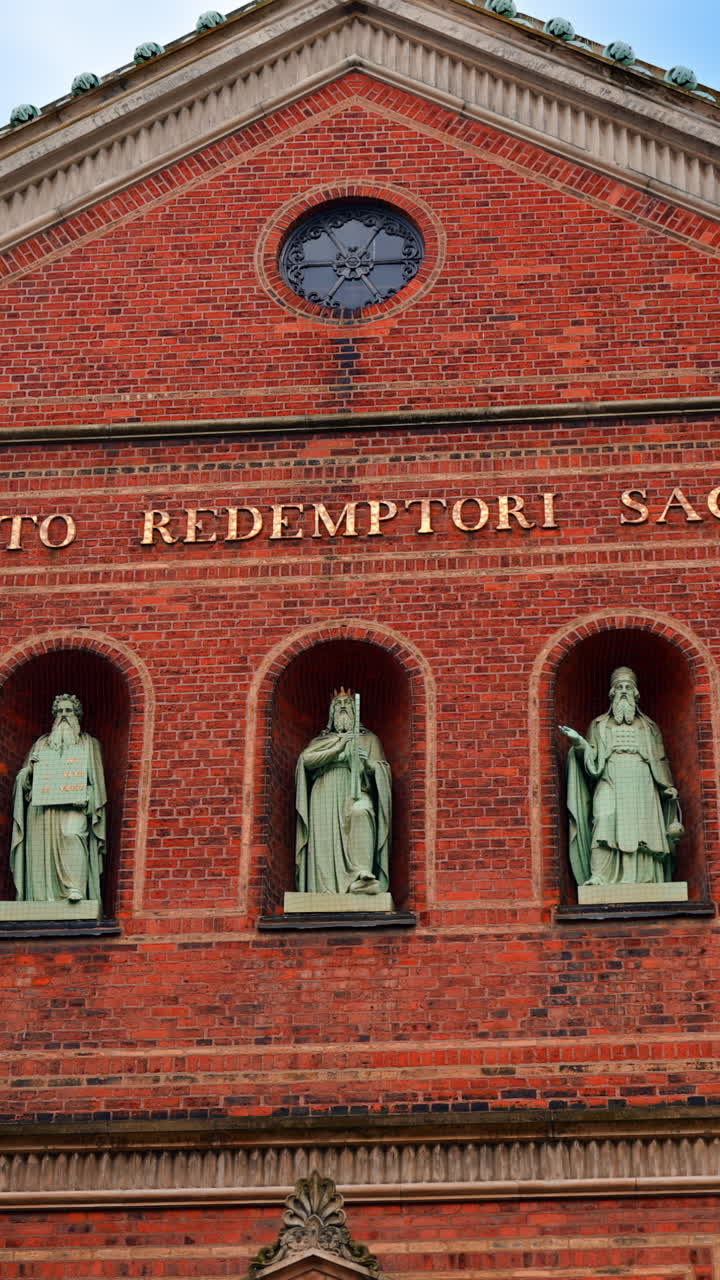 Front view of the Saint Ansgar's Cathedral in Copenhagen, Denmark. Vertical