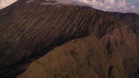 Mount-Rinjani-in-sunset,-the-second-highest-volcano-in-Indonesia