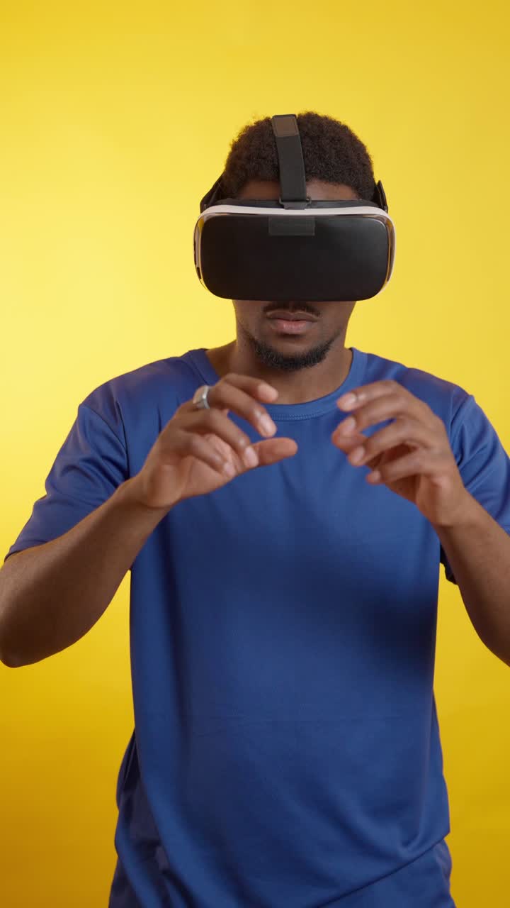 Man wearing VR headset in a studio