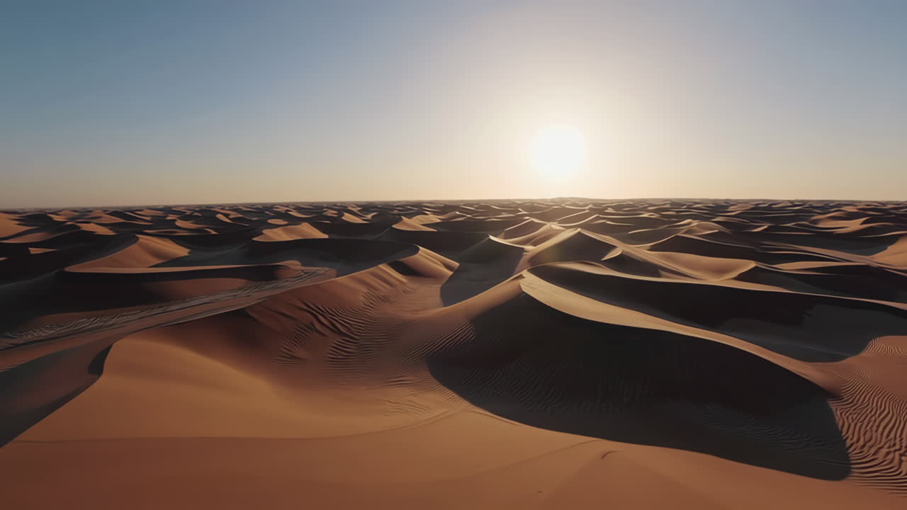 Vast Sand Dunes at Golden Hour Sunset