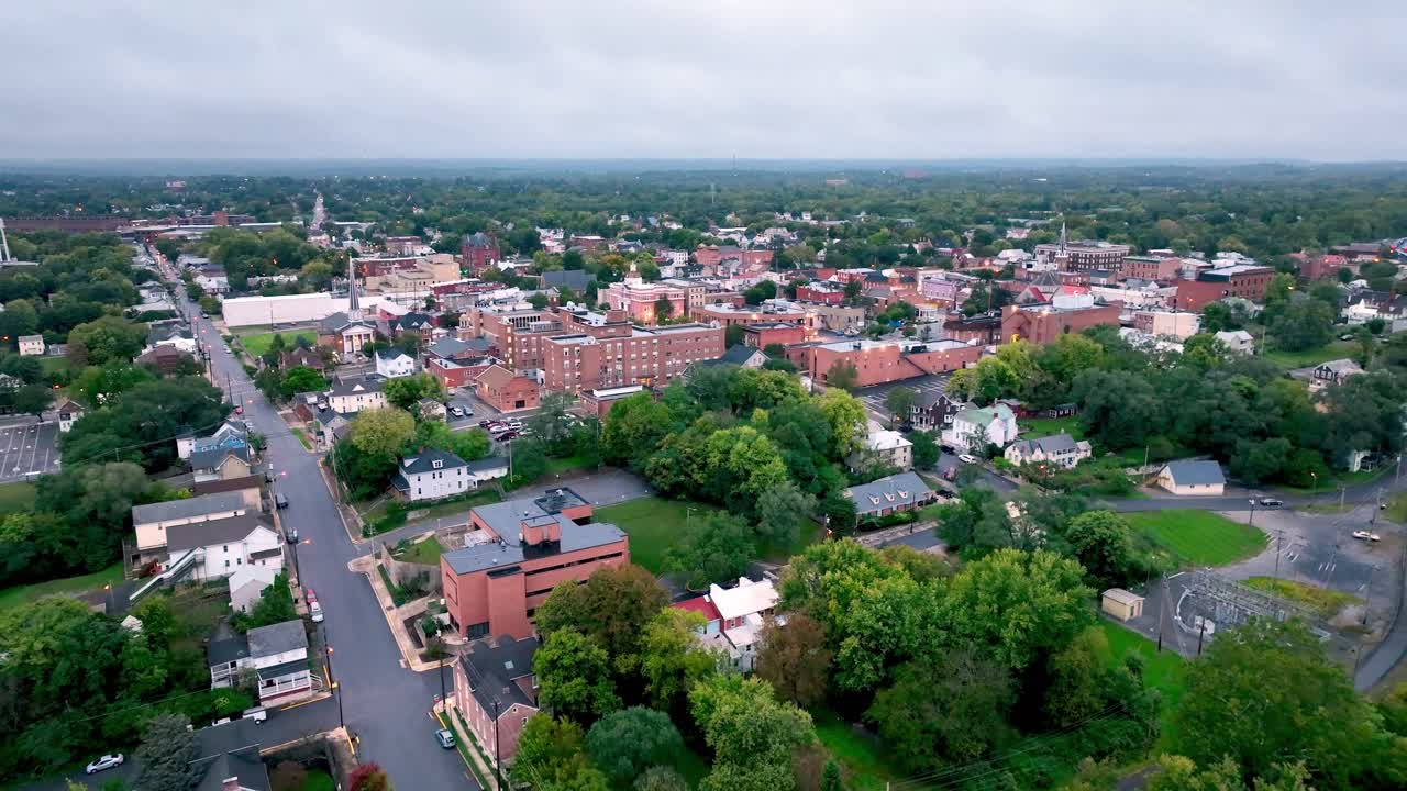 aerial wide pullout from martinsburg west virginia
