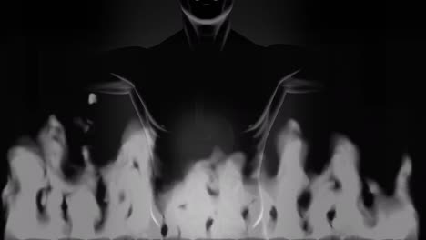 Animation-Von-Flammen-über-Einem-Menschlichen-Körpermodell