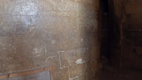 pov entering ancient stone building at giza pyramid complex in egypt
